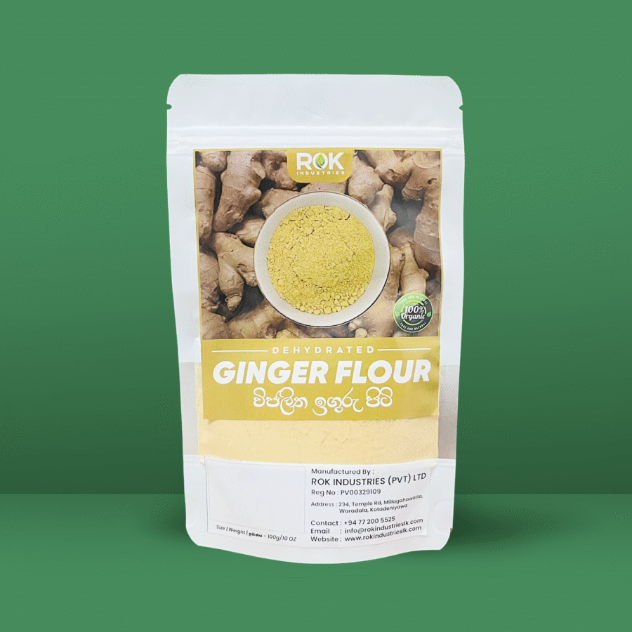 Packaged dehydrated ginger flour